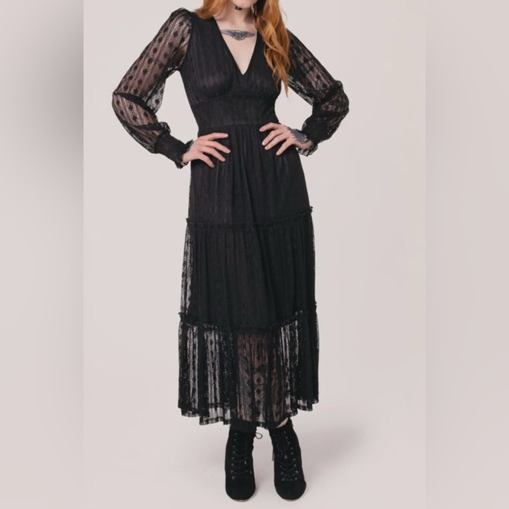 Hell Bunny Rhianne Black Lace V-Neck Maxi Dress 2X